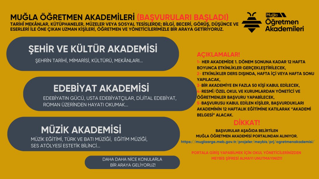 MUĞLA ÖĞRETMEN AKADEMİLERİ ETKİNLİKLERİ BAŞLIYOR